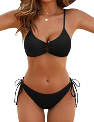 Blooming Jelly Womens Sexy 2 Piece Bikini Sets Cheeky High Cut Bathing Suit Color Block Textured U-Wire Swimsuits 2025