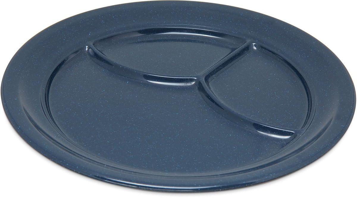 CFS 4351435-E Melamine 3-Compartment Plate, 9.75", Café Blue