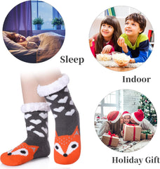 FNOVCO Kids Slipper Socks Boys Girls Fuzzy Soft Thick Cozy Warm Fleece lined Winter Indoor Christmas Socks