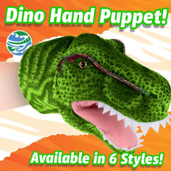 12" T-Rex Puppet - Dinosaur Stuffed Animal Puppets Toys for Kids, Soft Plush Dino Puppet, Dinosaur Birthday Party Roleplay, (Green 12")