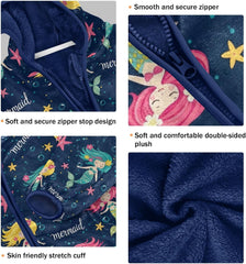 CHIFIGNO Colorful Cartoon Mermaids Toddler Boy Zip up Hoodie Fleece Jacket for Fall Winter 3T