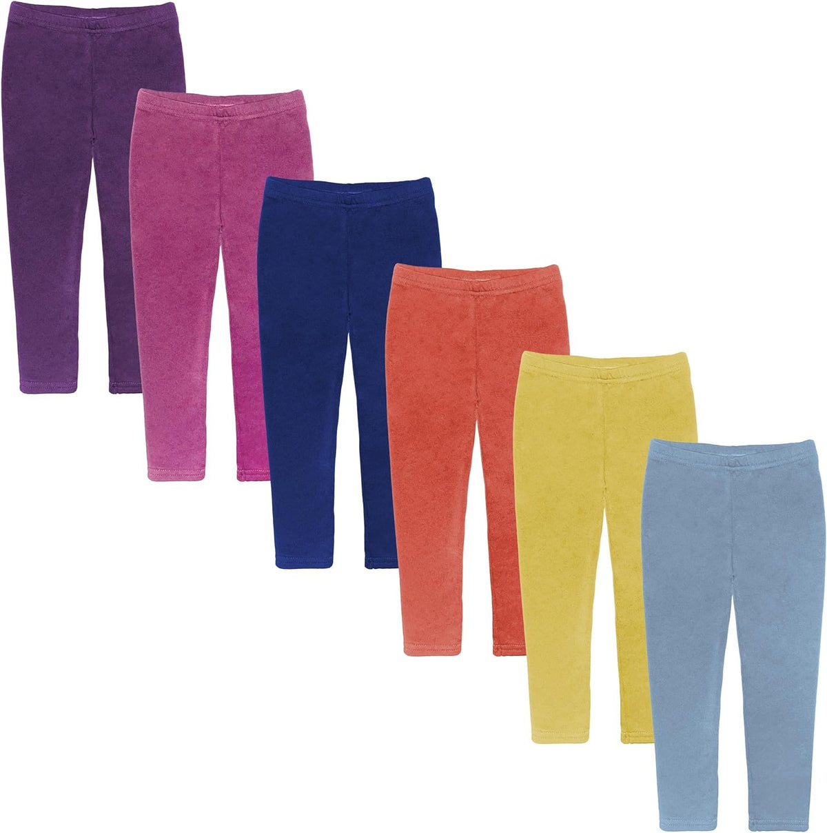 Boys Girls Toddler Little Kids Unisex 6 Pack Cotton Stretch Snug Fitting Long Pant Leggings