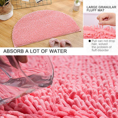 Half Round Bathroom Rugs Half Circle Bath Mat Soft Microfiber Chenille Bath Mats for Bathroom Kitchen Non-Slip Floor Carpet Mats Super Absorbent Quick Drying Bathtub Sink Shower Shaggy Mat