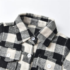 Boys Button Down Shirt Toddler Kids Long Sleeve Plaid Casual Flannel Tops Thermal Fall Loose Fashion Outwear Jacket