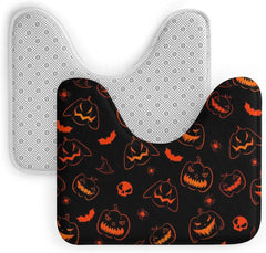 Halloween Skull Toilet Rug Mat U Shaped 20"x 16" Non-Slip Toilet Bath Mat Absorbent Bathroom Rugs Mats Quick Dry Contour Mat for Bathroom Floor