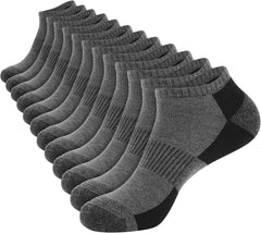 COOPLUS 12 Pack Mens Cushioned Ankle Socks, Low Cut Breathable Casual Socks (Shoe Size 6-11)
