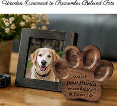 Dog Memorial Gift Set,Paw Print Shape Ornament to Remember Dog or Cat,Walunt Hardwood,Rainbow Bridge Pet Memorial Bracelet,Sympathy Gifts for Women Men Who Lost Pets
