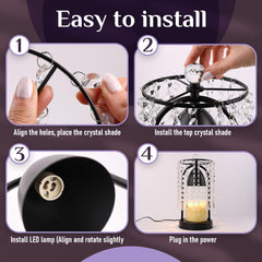 Candle Warmer lamp with Crystals, Home Decor, Wax melt Warmer,Gifts for mom, Candle Warmer lamp with Timer, Wax Melter Electric, House Warming Gifts. (Black)