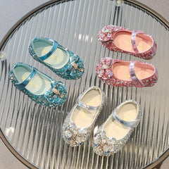 Kid Light up Shoes Children Shoes Fashion Band Diamond Flat Bottom Shoes Fashion Bow Shoes for Girls