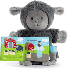 DEMDACO Love to Play Soft Polyester Story Book Plush and Hand Puppet, 2 Piece Set Grey, Baa Baa Black Sheep