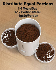 Dual Automatic Cat Feeder 2 Cats,6 Meals/Day,12 Portions/Meal,4.2L Dual Power Double Bowls Feeder,Dry Food Auto Pet Dispenser,10S Voice Record,Flexible Schedule Timer (Black,Basic Dual Bowls)
