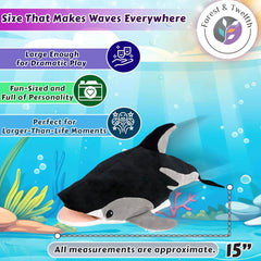 15” Animal Hand Puppets for Kids – Forest & Twelfth Hand Puppets to Spark Imaginations & Encourage Creative Play, Fun Animal Puppets for Kids Ages 0+ (Blue Dolphin)