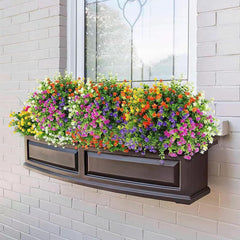 Fake Spring Flowers 10 Bundles, Plastic UV Resistant Spring Flowers Artificial for Decoration,Fake Outdoor Plants,Faux Flower Arrangements for Home Wedding Window Outside Garden Porch Decor