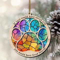 Hyturtle Pet Memorial Suncatcher - Paw Ornament for Loss of Dog or Cat - Sympathy Remembrance Gift for Christmas