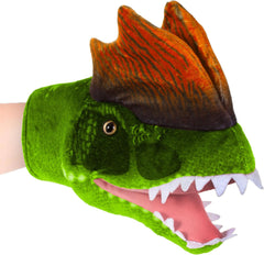 12" Dilophosaurus Hand Puppet - Dinosaur Stuffed Animal Puppets Toys for Kids, Soft Play Dino Plush Puppets, Toddlers Toy Puppet, (Green 12")