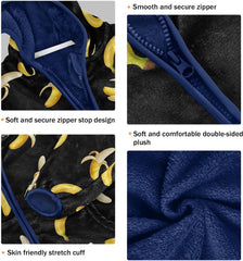 CHIFIGNO Yellow Bananas Black Toddler Boy Comfy Thick Fleece Outerwear Jackets with Polar Fleece Lining 3T