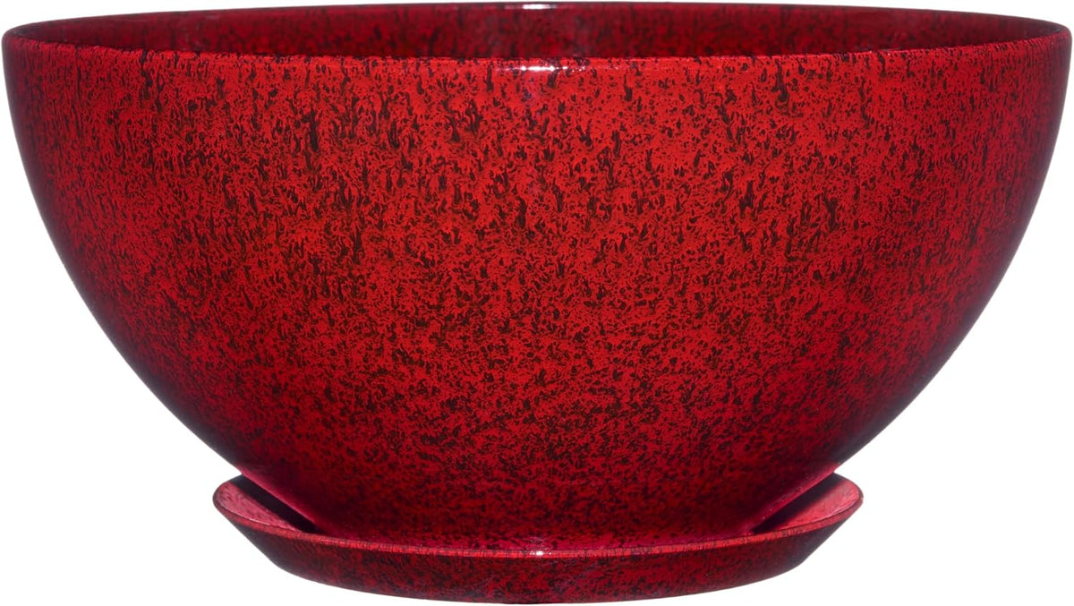 Classic Home and Garden Rosie Modern Planter w/Drainage - Contemporary Planter Bowls - Shallow Round Vases for Small Plants - Versatile Indoor & Outdoor Pots (10” Indigo Speckle)