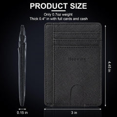 Slim Wallet for Men, Credit Card Holder Wallet, Minimalist Design Blocking Front Pocket Leather Thin Wallet for Men and Women