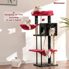 Cat Tree, Cat Tower for Indoor Cats, 43.3 inch Cat Tree Tower with Sturdy Steel Tube, Hammock, Cat Condo for Small Cats and Kittens, Scratching Post, Green GCT004SGR