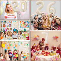 40 inch Cream White Number Balloon Giant Foil Helium Balloons Beige Number 9 Balloon for 9th Birthday Party Anniversary Decorations Supplies