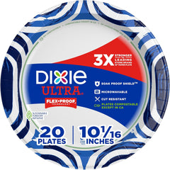 Dixie Ultra Limited Edition Paper Plate, 10 in. Dinner-Size Printed Disposable Plates, 20 ct