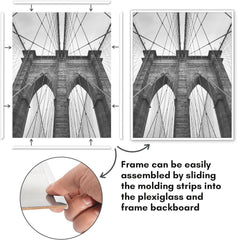 Americanflat 11x14 Picture Frame with Polished Front Cover - Set of 3 - Slide-In Photo Frame with Buildable Molding - Fusion Collection - Picture Frames for Wall Display - Black
