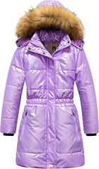 CREATMO US Girl's Long Length Winter Coat Parka Water Resistant Puffer Jacket With Fleece Lining