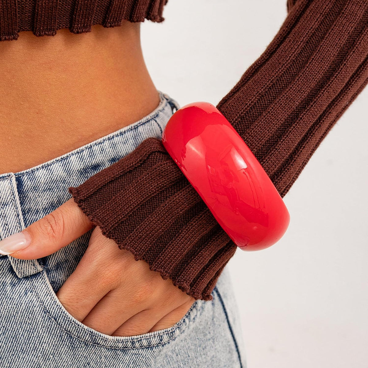 Colorful Resin Bangles for Women Trendy Chunky Acrylic Cuff Irregular Wristbands