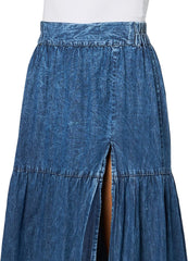 Angie Women's Printed Maxi Tiered Skirt with Slit