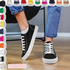 Canvas Shoes for Women Casual Low Top Sneakers Fashion Womens Tennis Shoes with Extra Laces