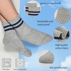 Boys & Girls Crew Socks - Cotton Athletic Socks, 5 Pairs (1-12 Years)