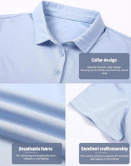 5 Pack Women's Polo Shirts Short Sleeve 3 Buttons Collared Uniform Tops Moisture-Wicking T-Shirts for Work & Casual