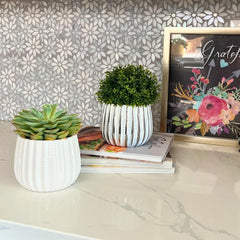 Admired By Nature 4" Ceramic Flower Planter Pot Decorative Planter for Indoor Plant Succulent Home Décor, Lightweight, Rose Gold