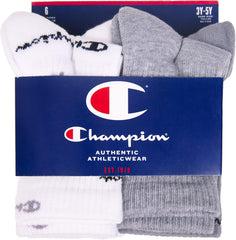 Champion Kids' 6-Pack Crew Socks with Color and Size Options