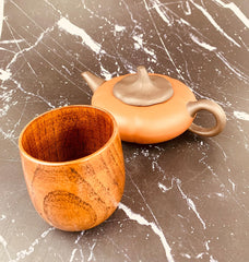 JapanBargain 4103+4079, Wooden Tea Cup and Saucer Set Wooden Water Mug Coffee Mug Japanese Zen Style Teacup 4 ounce