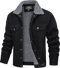 MAGCOMSEN Men's Corduroy Jacket Winter Sherpa Lined Warm Thick Trucker Cargo Coat with 5 Pockets