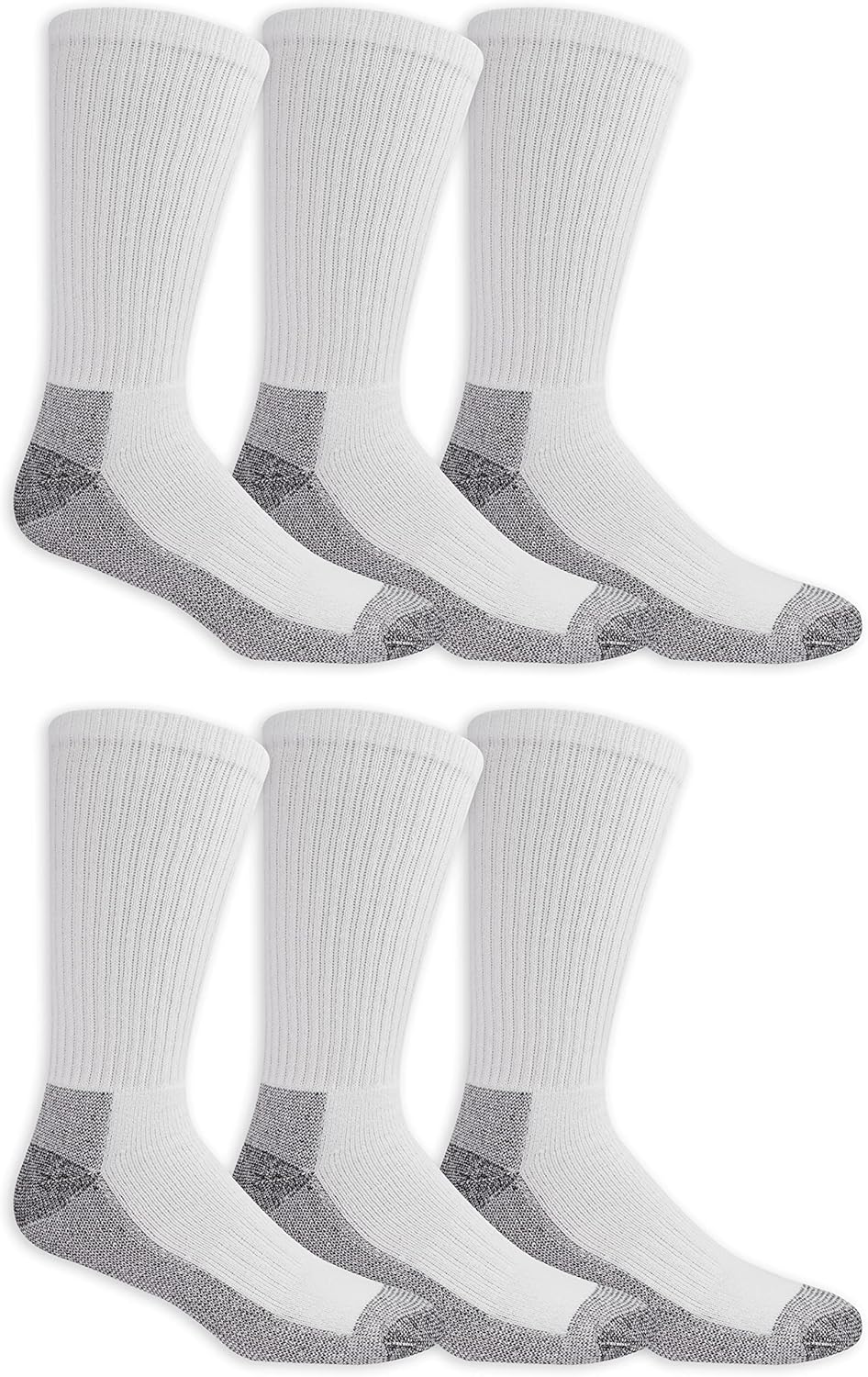 Fruit of the Loom Men's Durable Cushioned Work Gear Socks with Dual Defense-6 Pair Pack