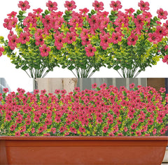 4 Pieces Artificial Flowers Bushes Artificial Violet Flowers UV Resistant Fake Flowers Faux Plants for Outdoor Garden Porch Window Box Patio Yard Decorating (Purple)