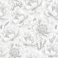 GloryTik Floral Peel and Stick Wallpaper Boho Contact Paper 17.3" x 118" Grey and White Self Adhesive Removable Wallpaper Modern Wall Paper for Bedroom Bathroom